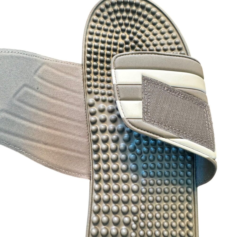 Adidas Adissage Slides Grey White Massage Sandals Mens Size 17 - Picture 8 of 9